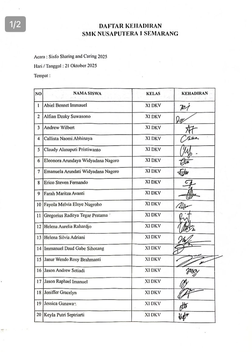 Absensi peserta day 2 SMK Nusaputera
